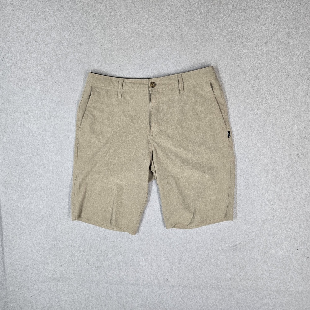 O'Neill Men Shorts 34 Khaki Chino Hybrid Mid Rise Pockets 10" Inseam Casual